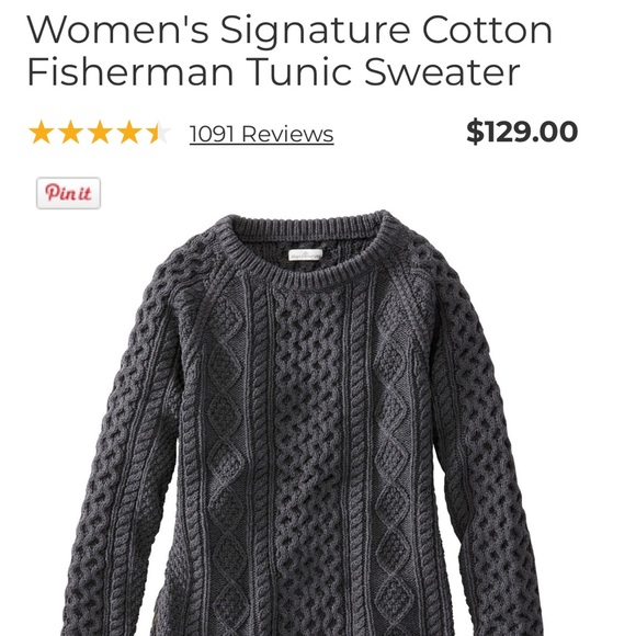 LL Bean NWT fisherman sweater size Large - Picture 6 of 6